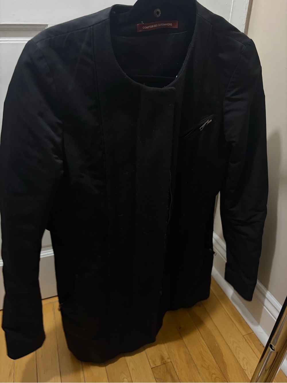 Comptoir Des Cotonniers Black Collarless Trench Coat